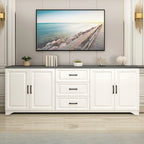 Modern Rectangular White 3-Drawer Wooden TV Stand