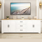 Modern Rectangular White 3-Drawer Wooden TV Stand