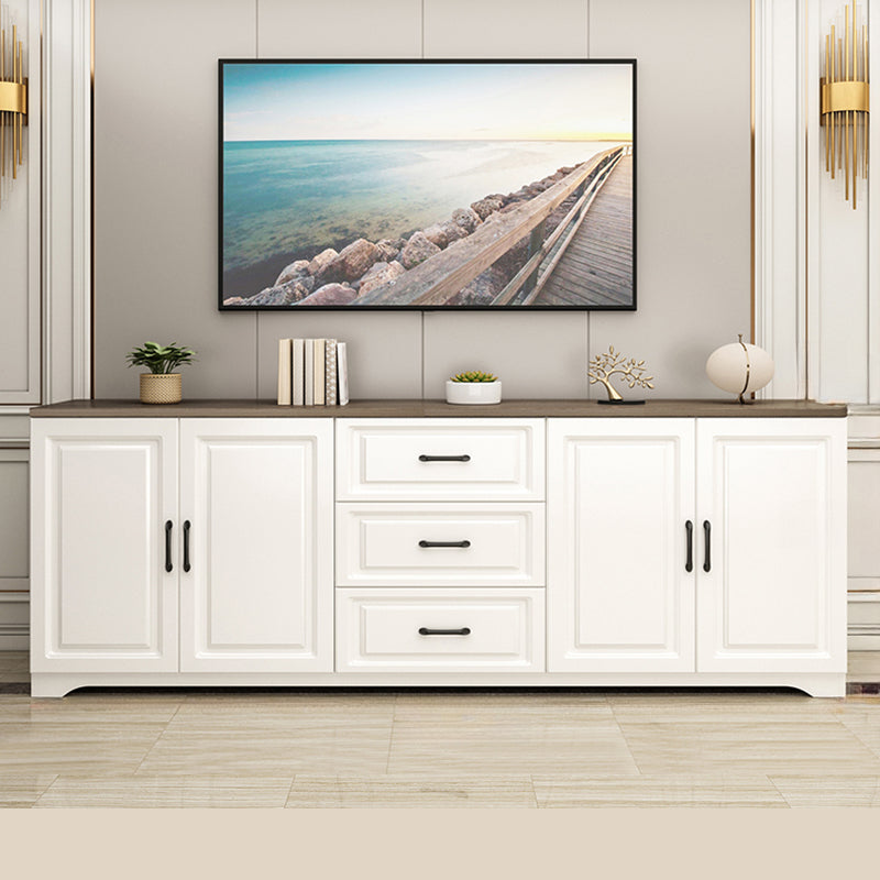 Modern Rectangular White 3-Drawer Wooden TV Stand