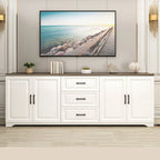 Modern Rectangular White 3-Drawer Wooden TV Stand