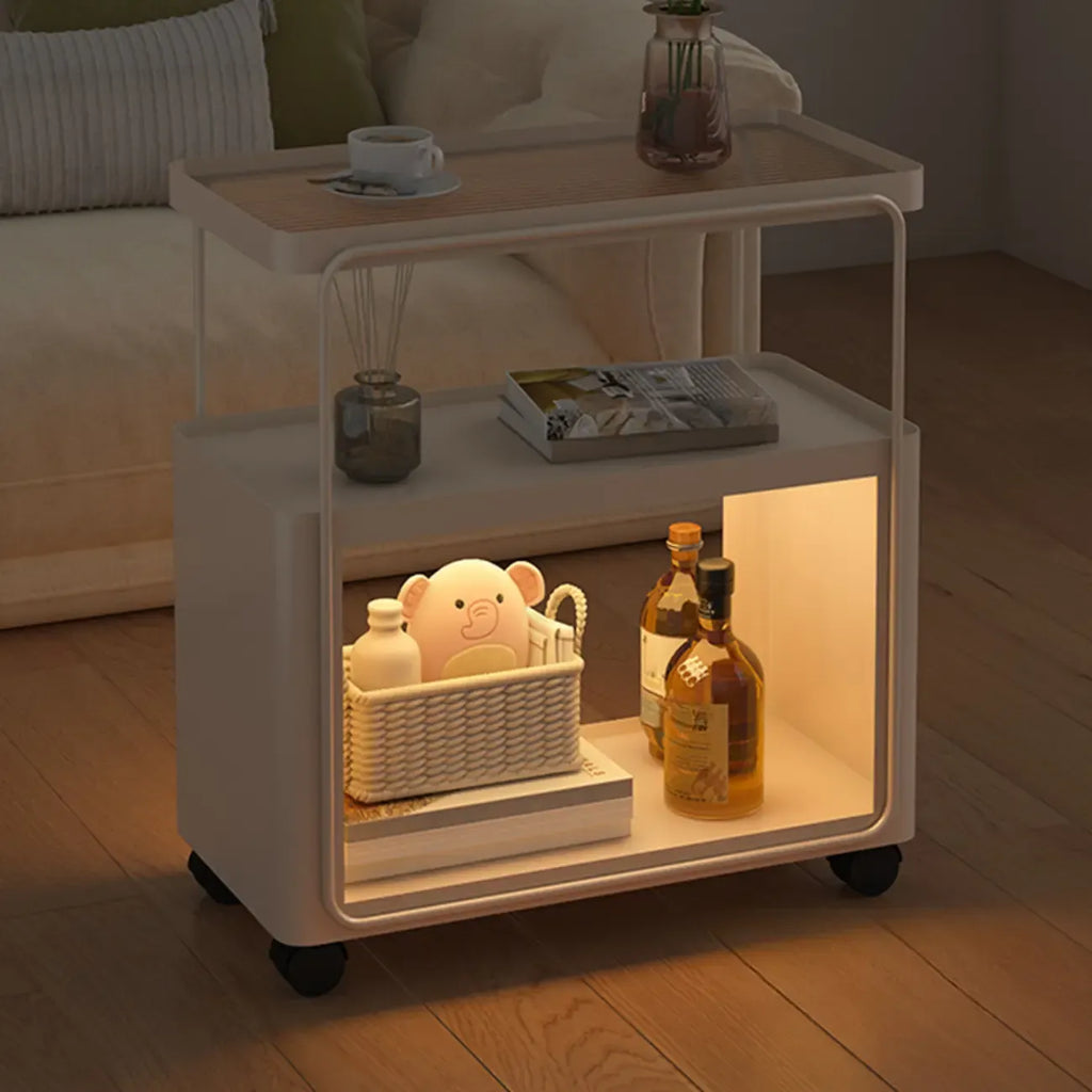3-Tier Modern Acrylic Wheeled Storage Side Table Off-White