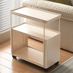3-Tier Modern Acrylic Wheeled Storage Side Table Off-White