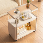 3-Tier Modern Acrylic Wheeled Storage Side Table Off-White