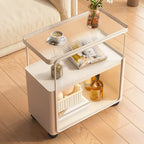 3-Tier Modern Acrylic Wheeled Storage Side Table Off-White