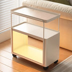 3-Tier Modern Acrylic Wheeled Storage Side Table Off-White