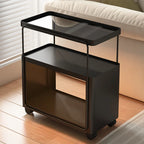 3-Tier Modern Acrylic Wheeled Storage Side Table Off-White