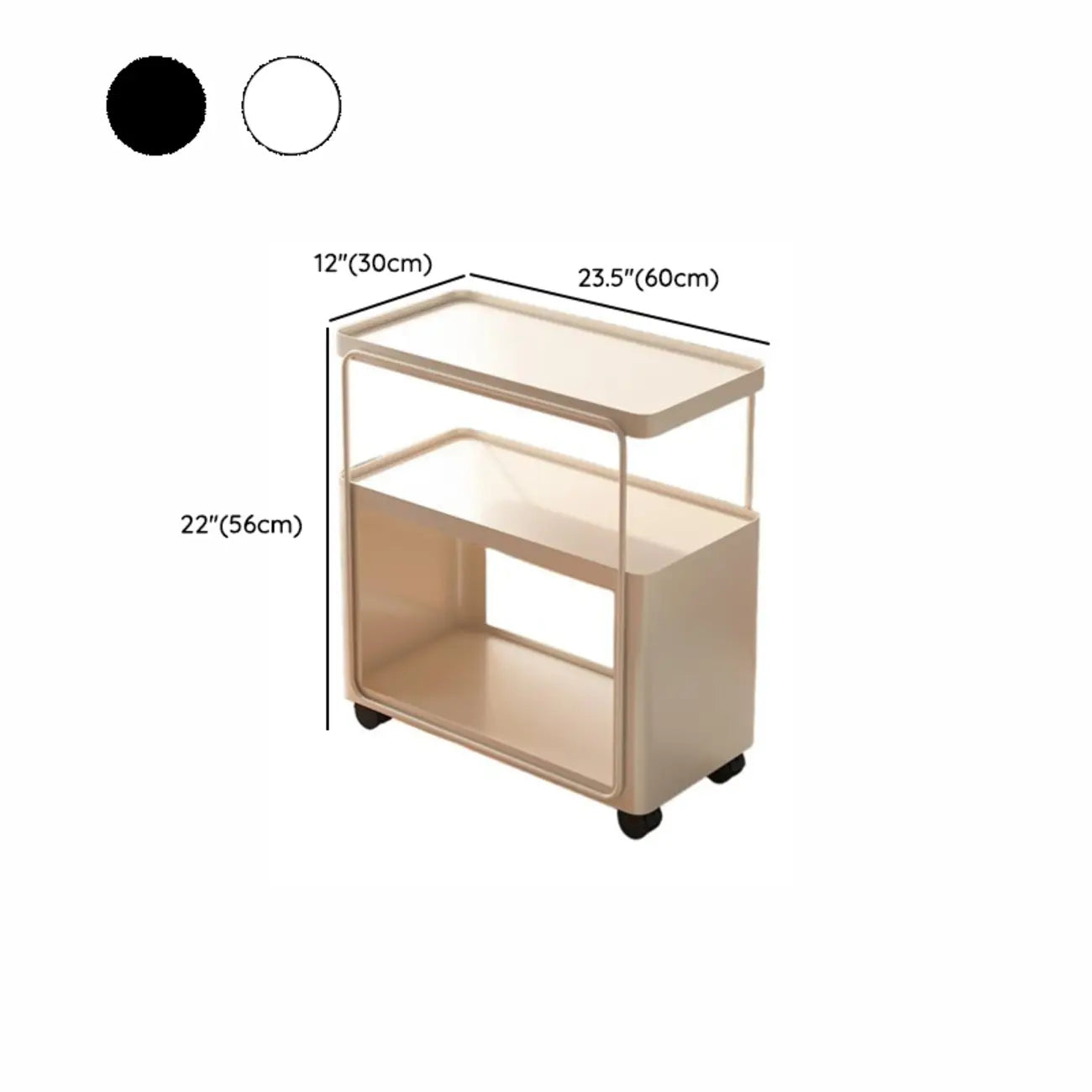 3-Tier Modern Acrylic Wheeled Storage Side Table Off-White