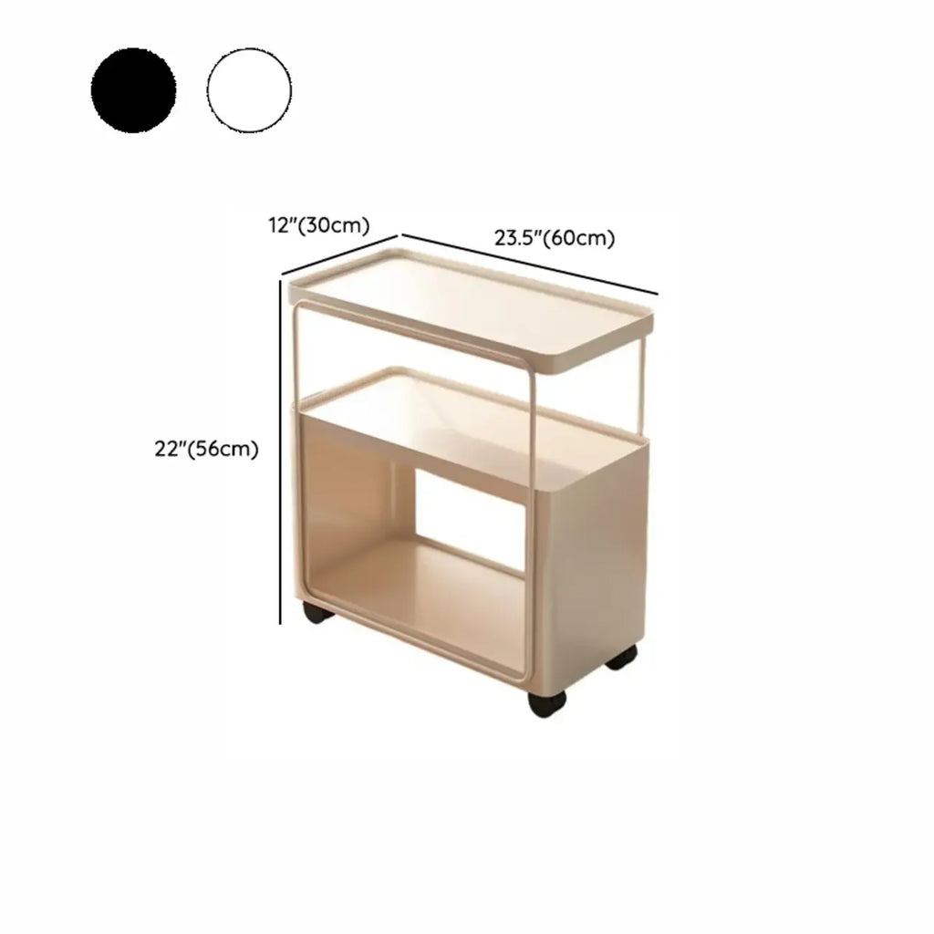 3-Tier Modern Acrylic Wheeled Storage Side Table Off-White