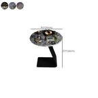 Black C-shaped Round Marble Top Living Room Side Table