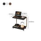 2-tier Rectangular C-shaped Wood Side Table with Wheels