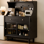 Lighting Cherry Wood 2-Drawer Open Storage Sideboard