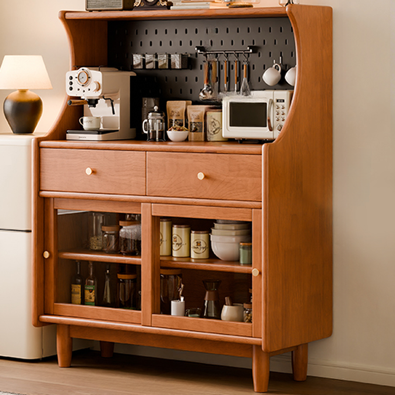 Lighting Cherry Wood 2-Drawer Open Storage Sideboard