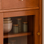 Lighting Cherry Wood 2-Drawer Open Storage Sideboard