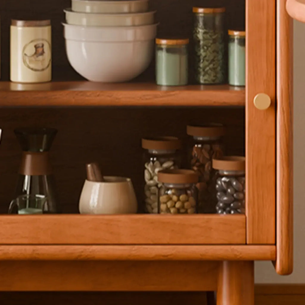 Lighting Cherry Wood 2-Drawer Open Storage Sideboard
