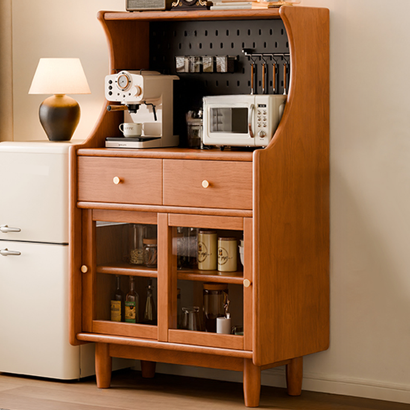 Lighting Cherry Wood 2-Drawer Open Storage Sideboard