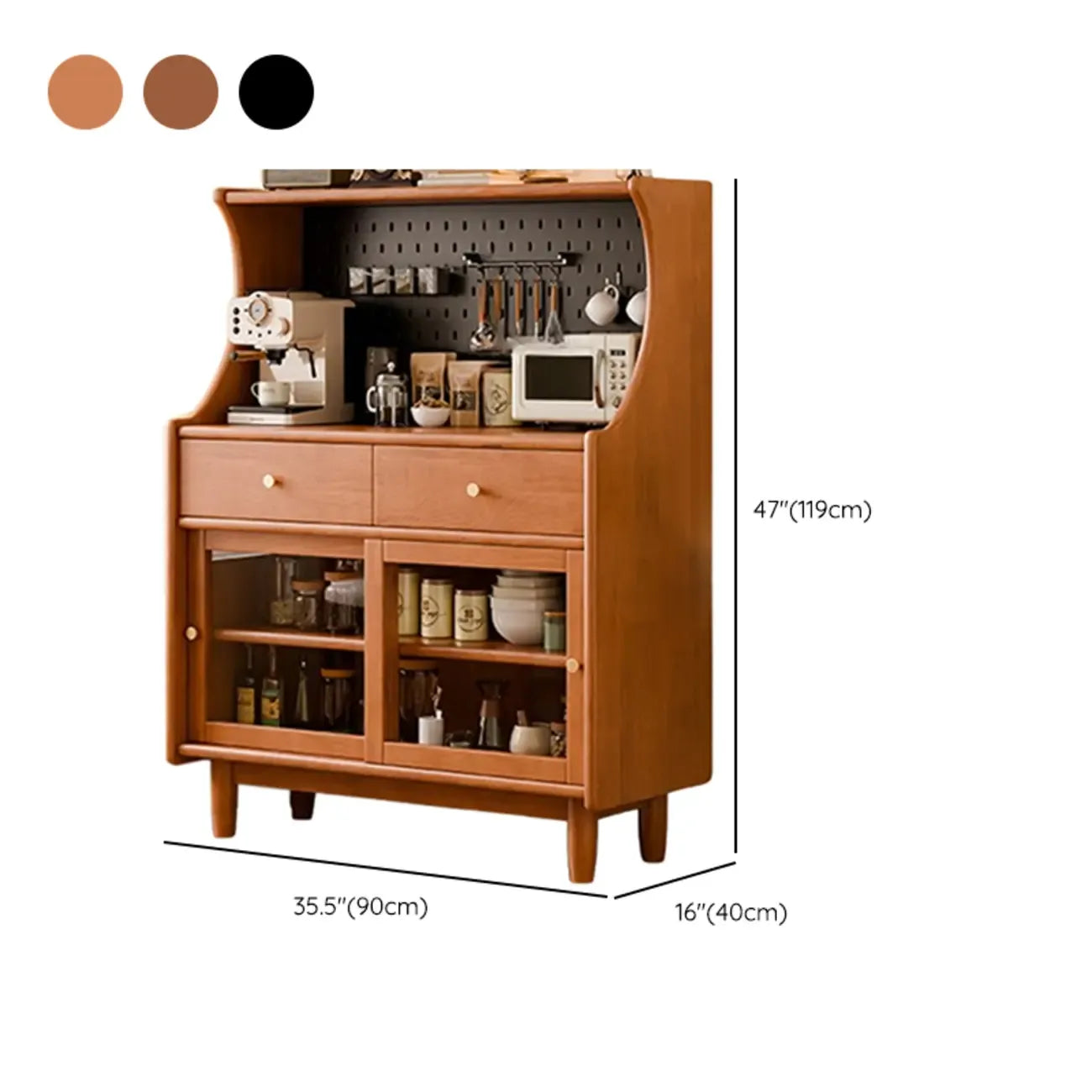 Lighting Cherry Wood 2-Drawer Open Storage Sideboard