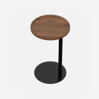 Living Room Brown Wood Top Metal C Shaped Side Table