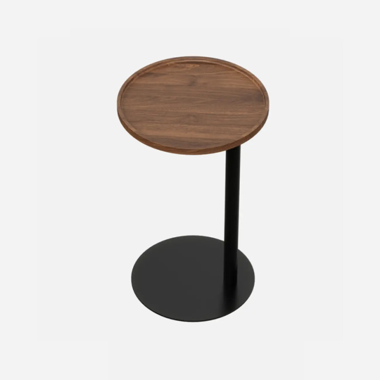 Living Room Brown Wood Top Metal C Shaped Side Table