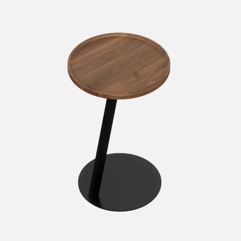 Living Room Brown Wood Top Metal C Shaped Side Table