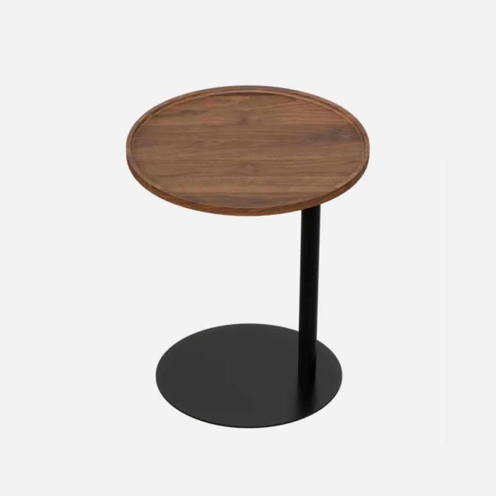 Living Room Brown Wood Top Metal C Shaped Side Table
