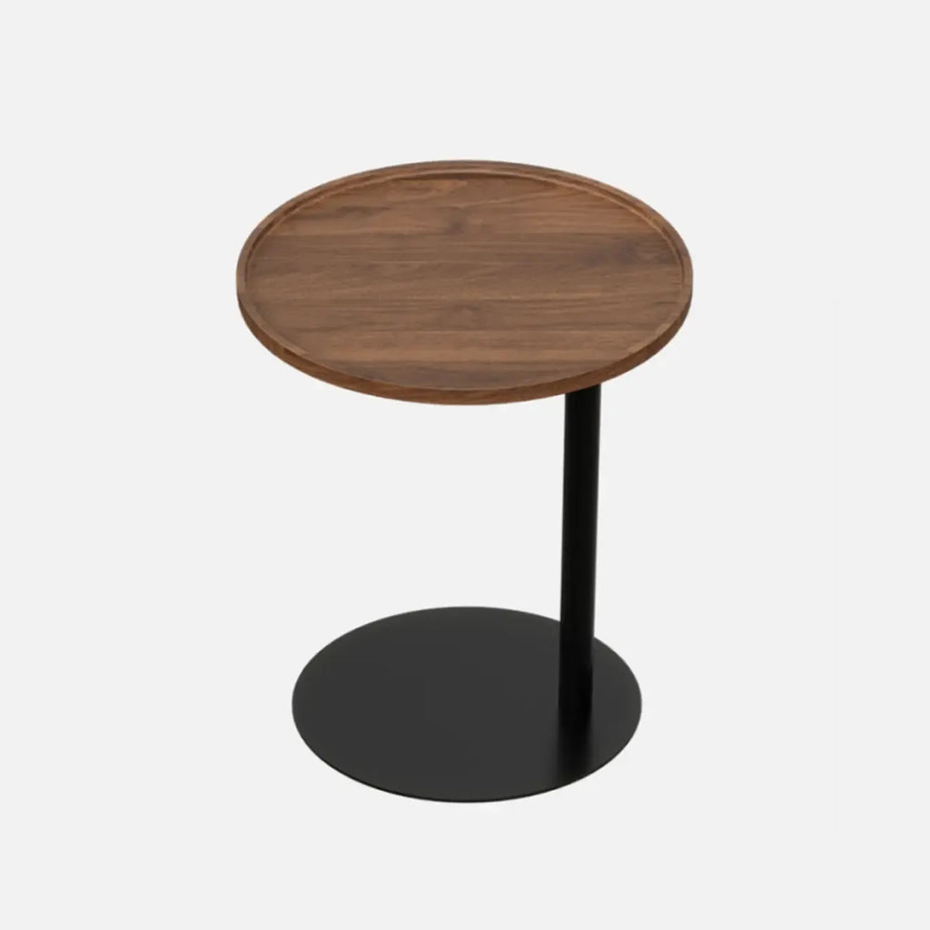 Living Room Brown Wood Top Metal C Shaped Side Table