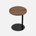 Living Room Brown Wood Top Metal C Shaped Side Table