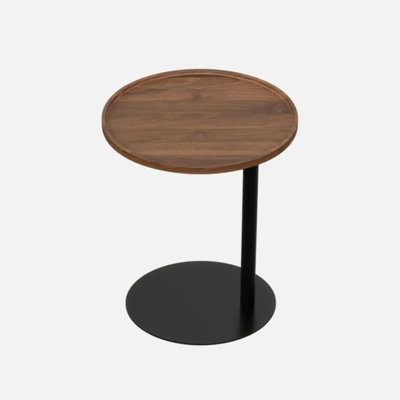 Living Room Brown Wood Top Metal C Shaped Side Table