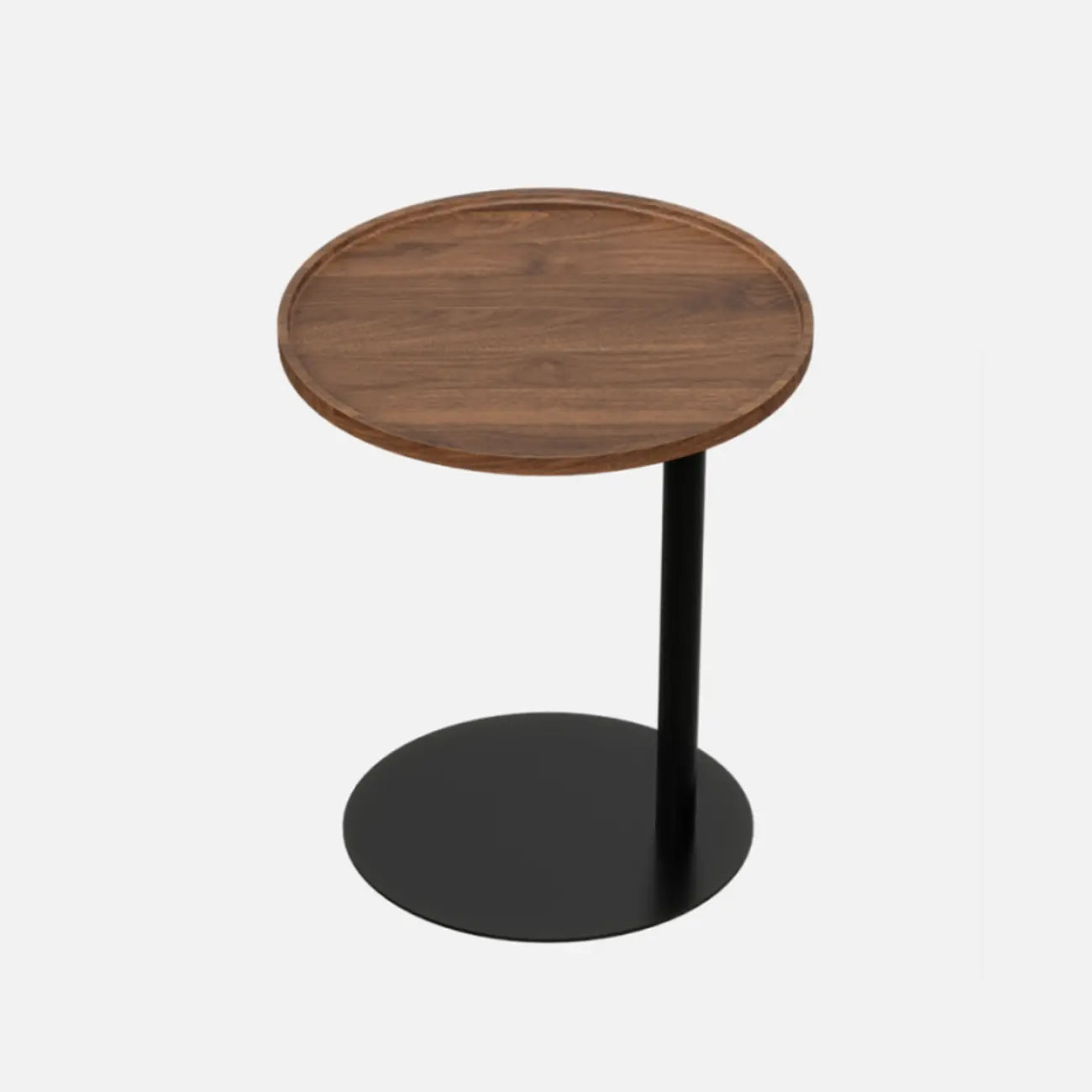 Living Room Brown Wood Top Metal C Shaped Side Table