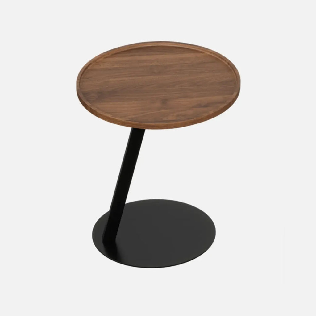 Living Room Brown Wood Top Metal C Shaped Side Table