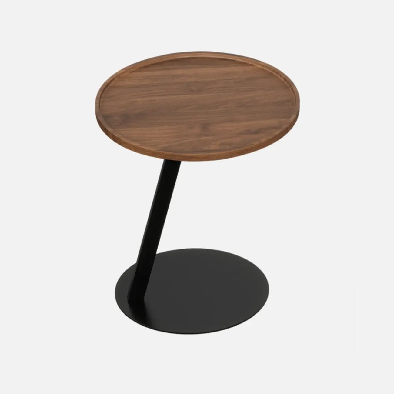 Living Room Brown Wood Top Metal C Shaped Side Table