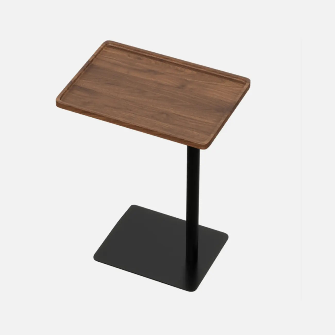 Living Room Brown Wood Top Metal C Shaped Side Table