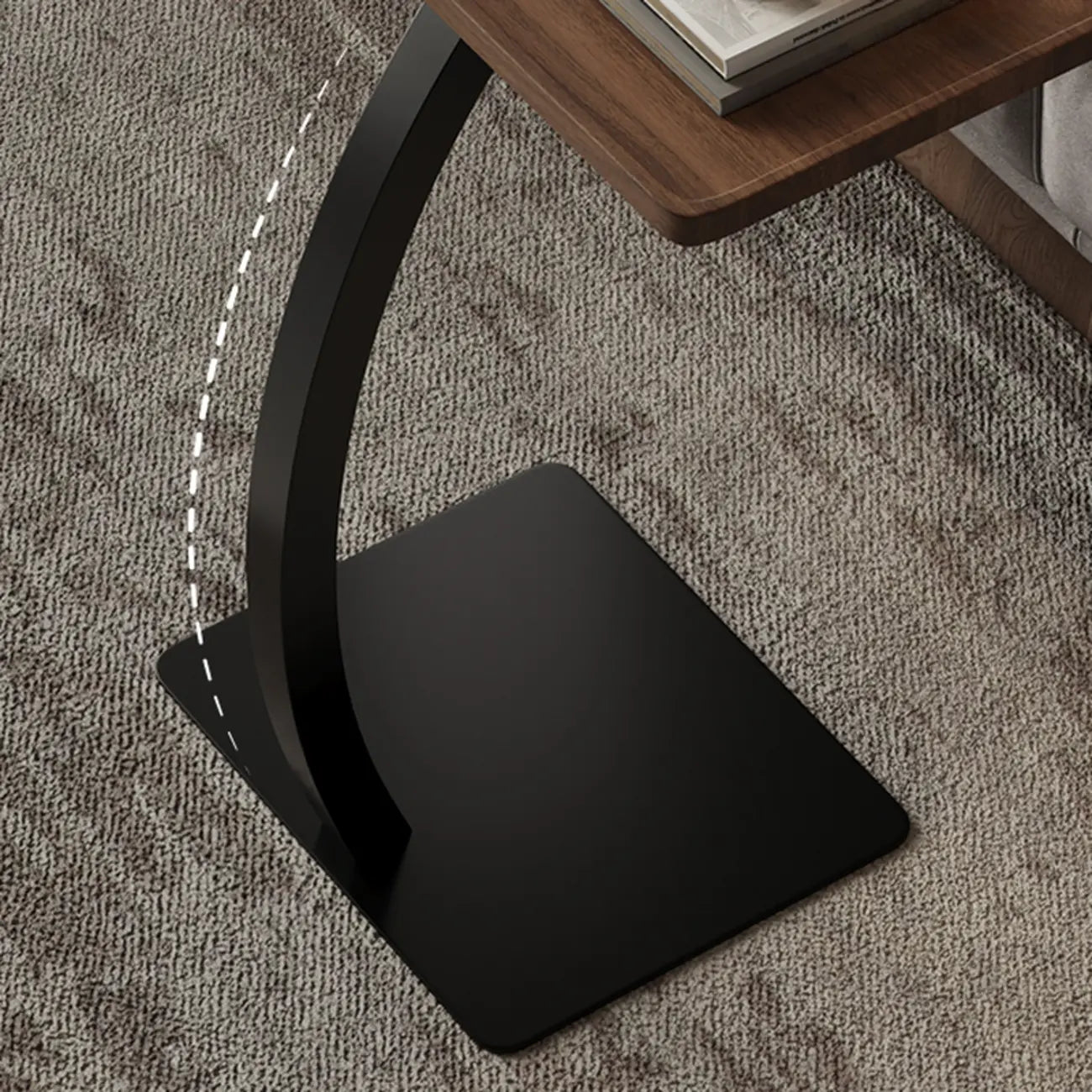 Living Room Brown Wood Top Metal C Shaped Side Table