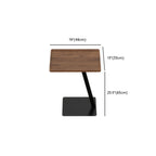Living Room Brown Wood Top Metal C Shaped Side Table