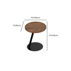 Living Room Brown Wood Top Metal C Shaped Side Table