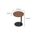 Living Room Brown Wood Top Metal C Shaped Side Table