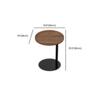 Living Room Brown Wood Top Metal C Shaped Side Table