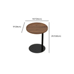 Living Room Brown Wood Top Metal C Shaped Side Table