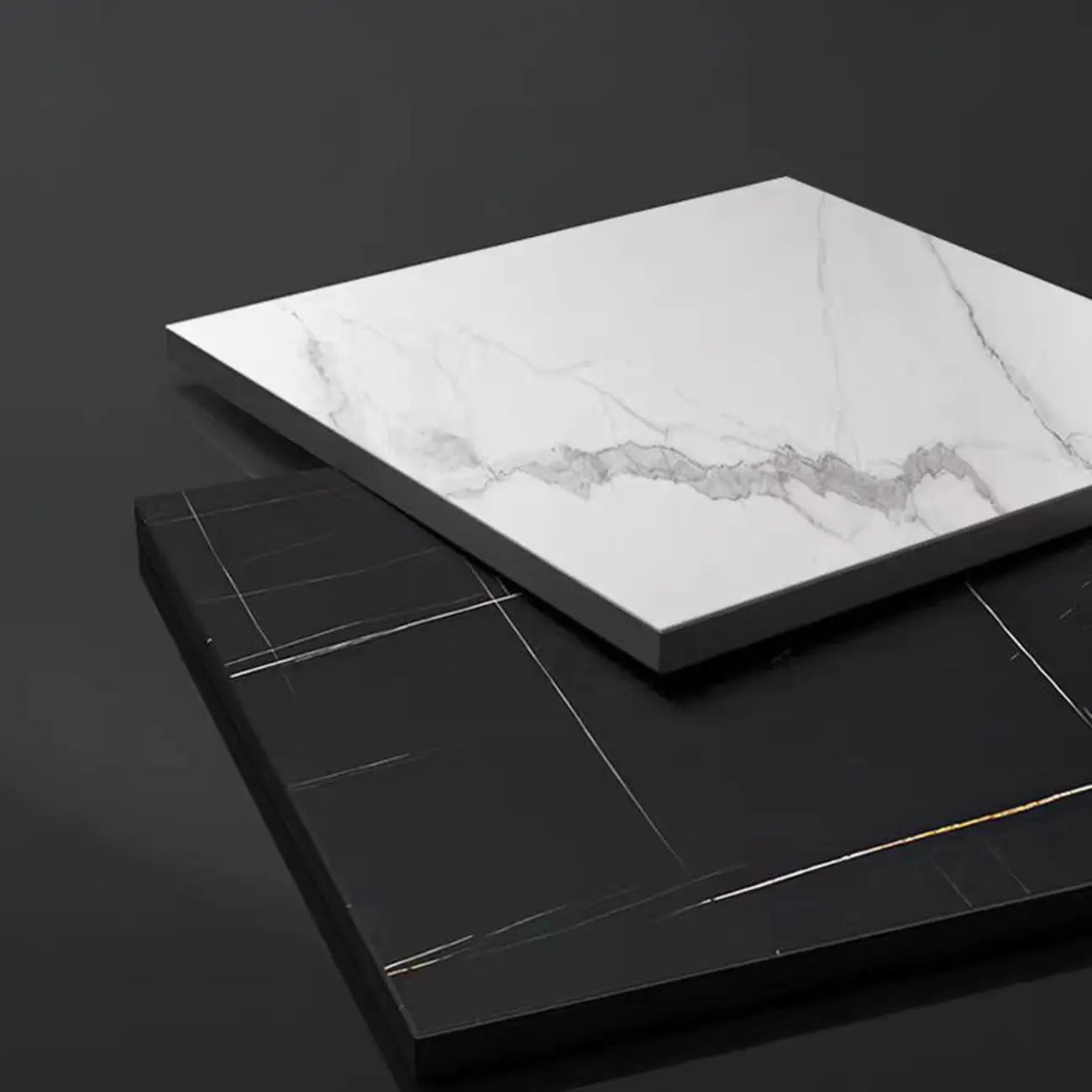 White Modern Stone Metal C Shaped Round Side Table