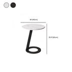White Modern Stone Metal C Shaped Round Side Table