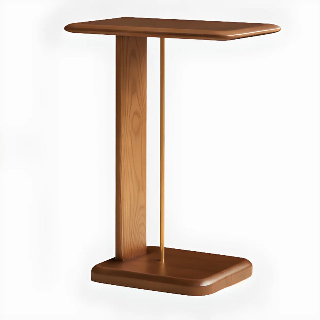 Minimalist Wood Narrow C Side Tables with Book Holder