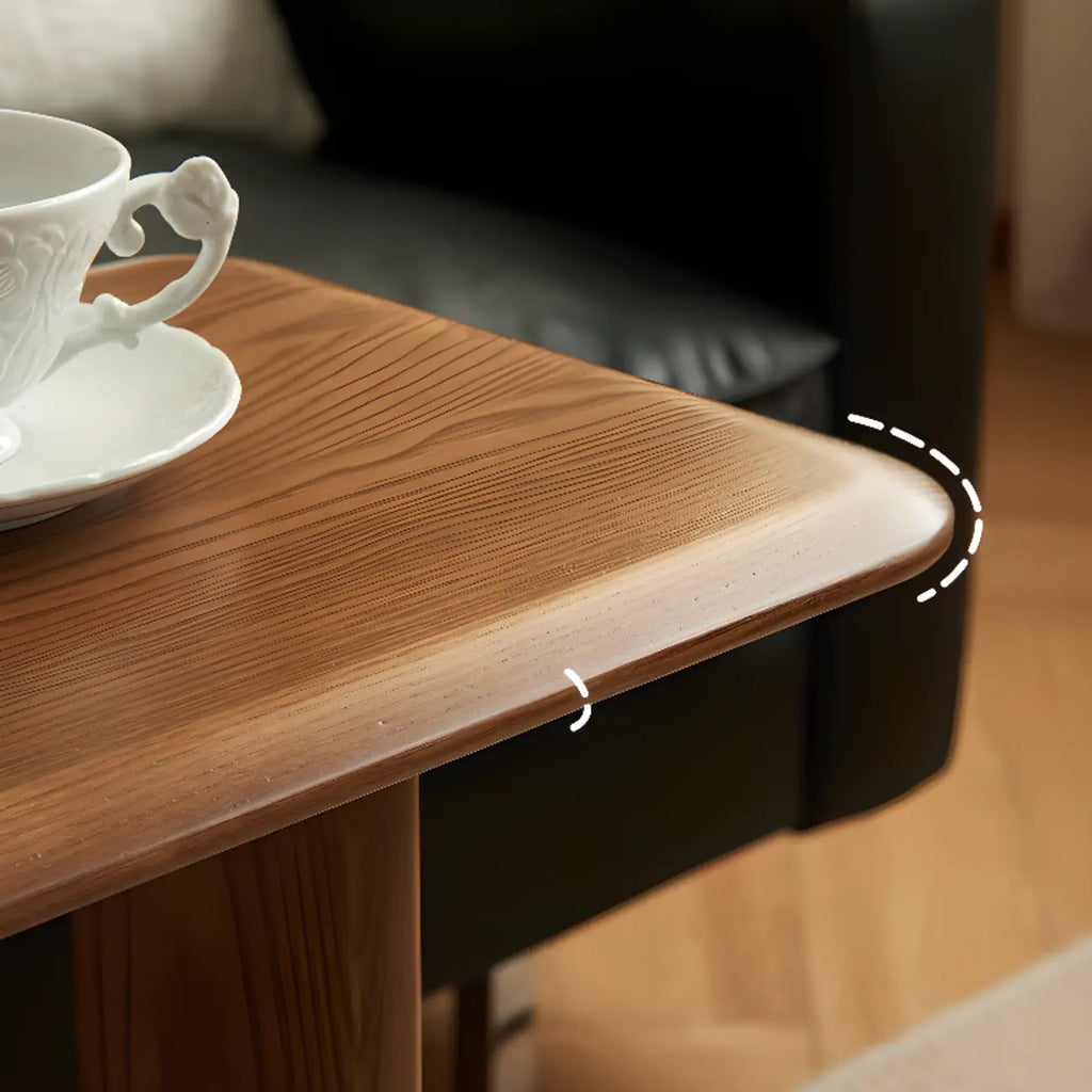 Minimalist Wood Narrow C Side Tables with Book Holder