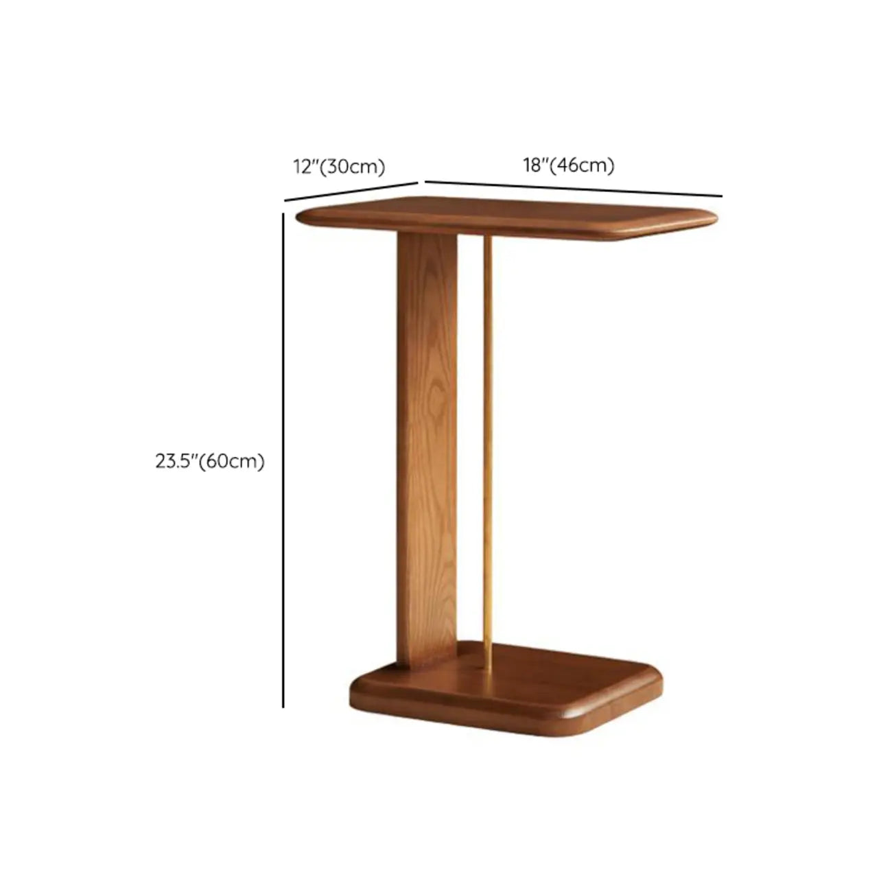 Minimalist Wood Narrow C Side Tables with Book Holder