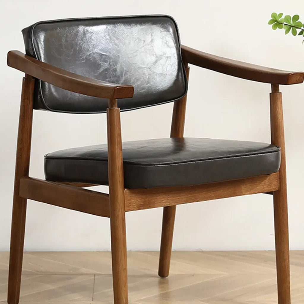 Modern Wooden Calfskin Upholstered Office Chair