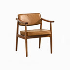 Modern Wooden Calfskin Upholstered Office Chair