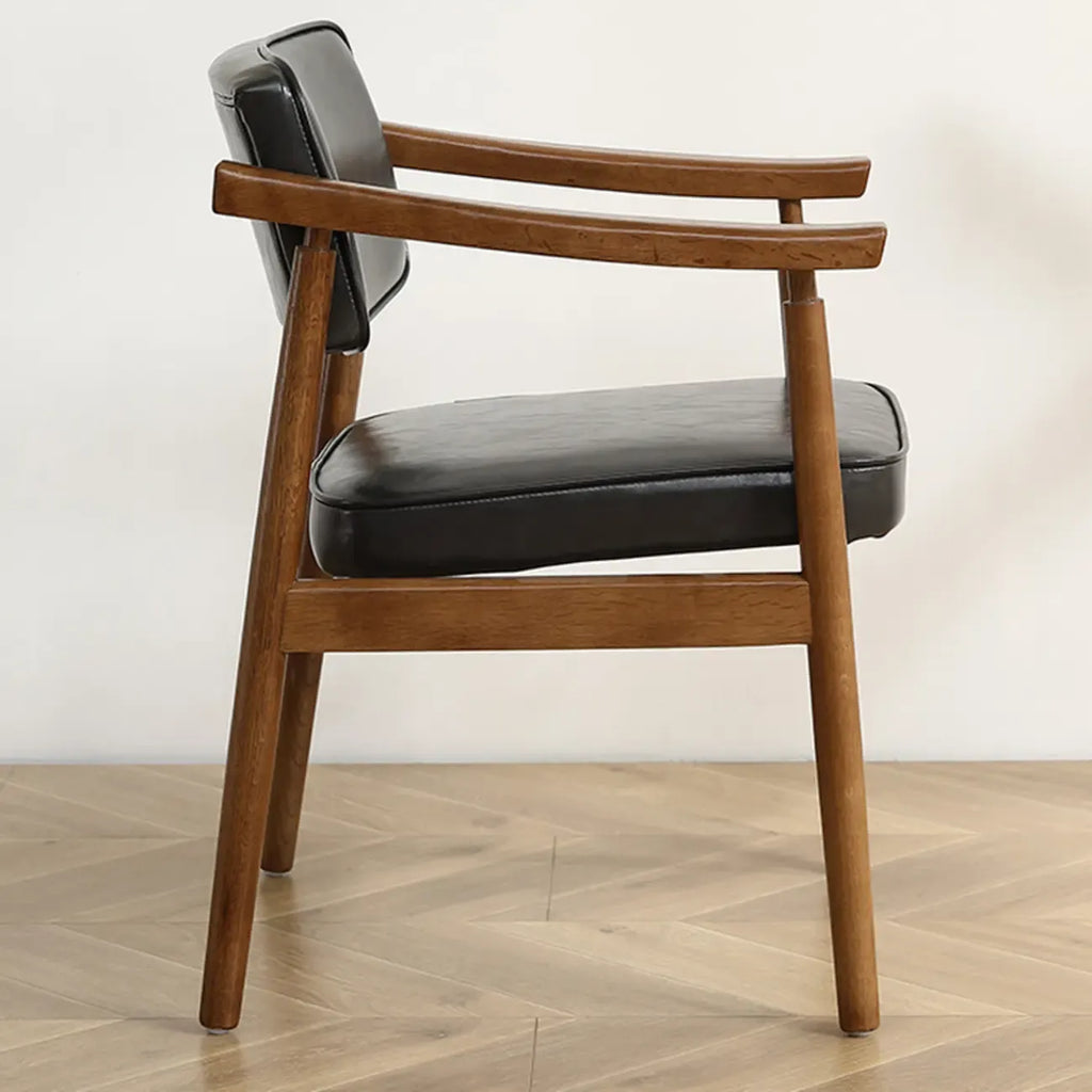 Modern Wooden Calfskin Upholstered Office Chair
