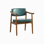 Modern Wooden Calfskin Upholstered Office Chair