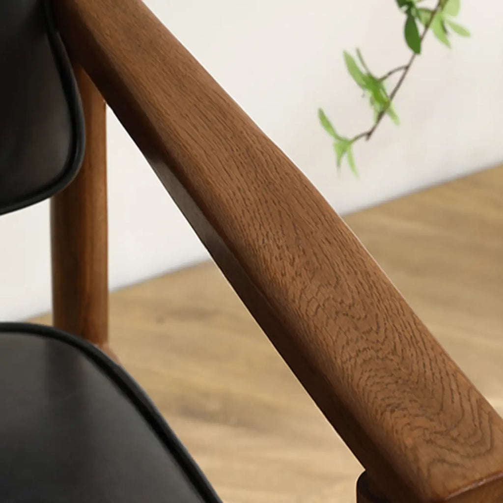 Modern Wooden Calfskin Upholstered Office Chair