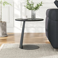 Black Minimalist Round Wood Steel C Shaped Side Table