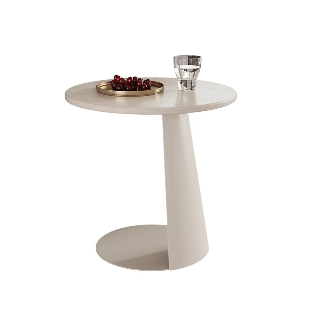 Black Minimalist Round Wood Steel C Shaped Side Table