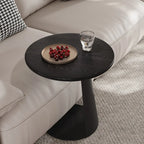 Black Minimalist Round Wood Steel C Shaped Side Table